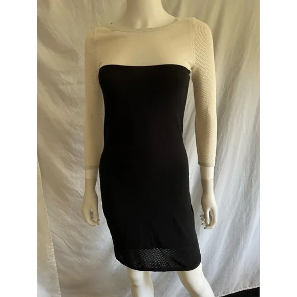 rag & bone | Dresses | Rag Bone New York Pencil Sweater Dress Black White  Long Sleeve Mesh Net Xs | Poshmark